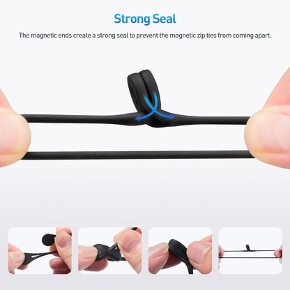 Cable Matters 10-Pack Ultra Strong Silicone Magnetic Cable Ties, Magnetic Cord Ties/ZipTies/Cord Organizer, Black and White