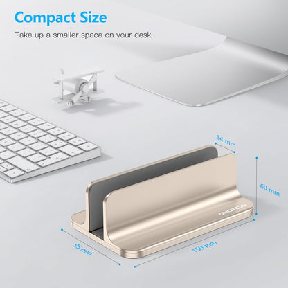 OMOTON Vertical Laptop Stand Holder, Desktop Aluminum Stand for MacBook with Adjustable Dock Size, Fits All MacBook, Surface, Chromebook and Gaming Laptops (Up to 17.3 inches),Black