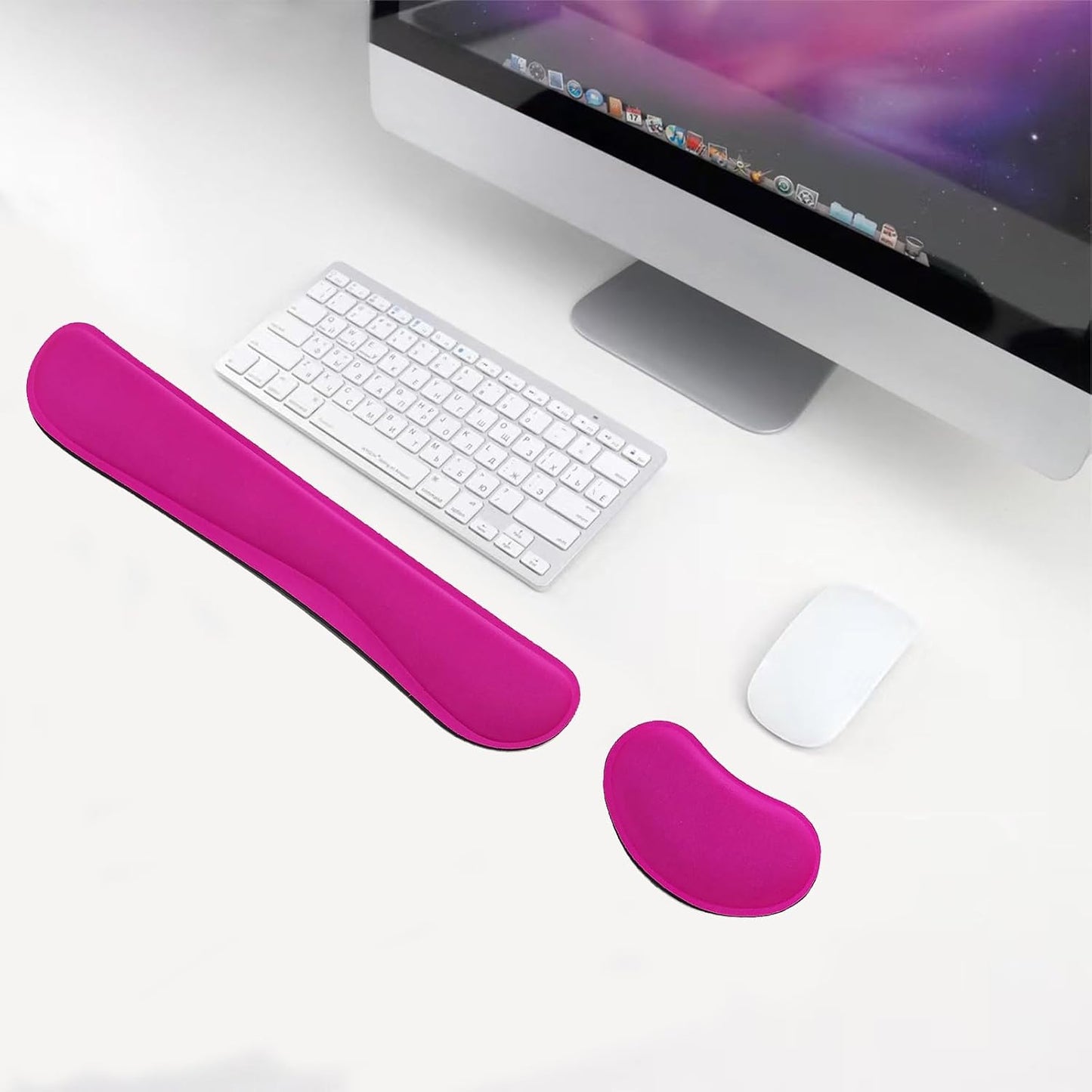 Keyboard Wrist Rest and Mouse Wrist Rest Set - Ergonomic Memory Foam Wrist Cushion - for Wrist Support on Computer, Laptop, Office, Playing Games, Typing Relieves Wrist Pain Black