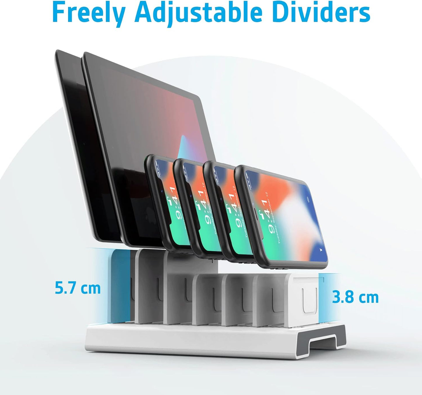 Unitek Adjustable Universal Multi Device Organizer Dock Stand Holder Compatible iPhone, iPad, Kindle, Fire Tablet, Samsung Galaxy, Google Nexus, Pixel, All Electronic Devices-No Charging Port