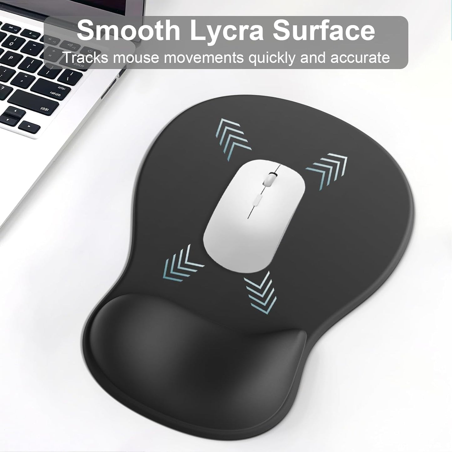 Ergonomic Mouse Pad with Wrist Rest and Keyboard Wrist Rest, Black Mousepad and Wrist Rest for Computer Keyboard, Pain Relief, Non-Slip PU Base, Gel Mouse Pad with Wrist Support for Gaming, Office