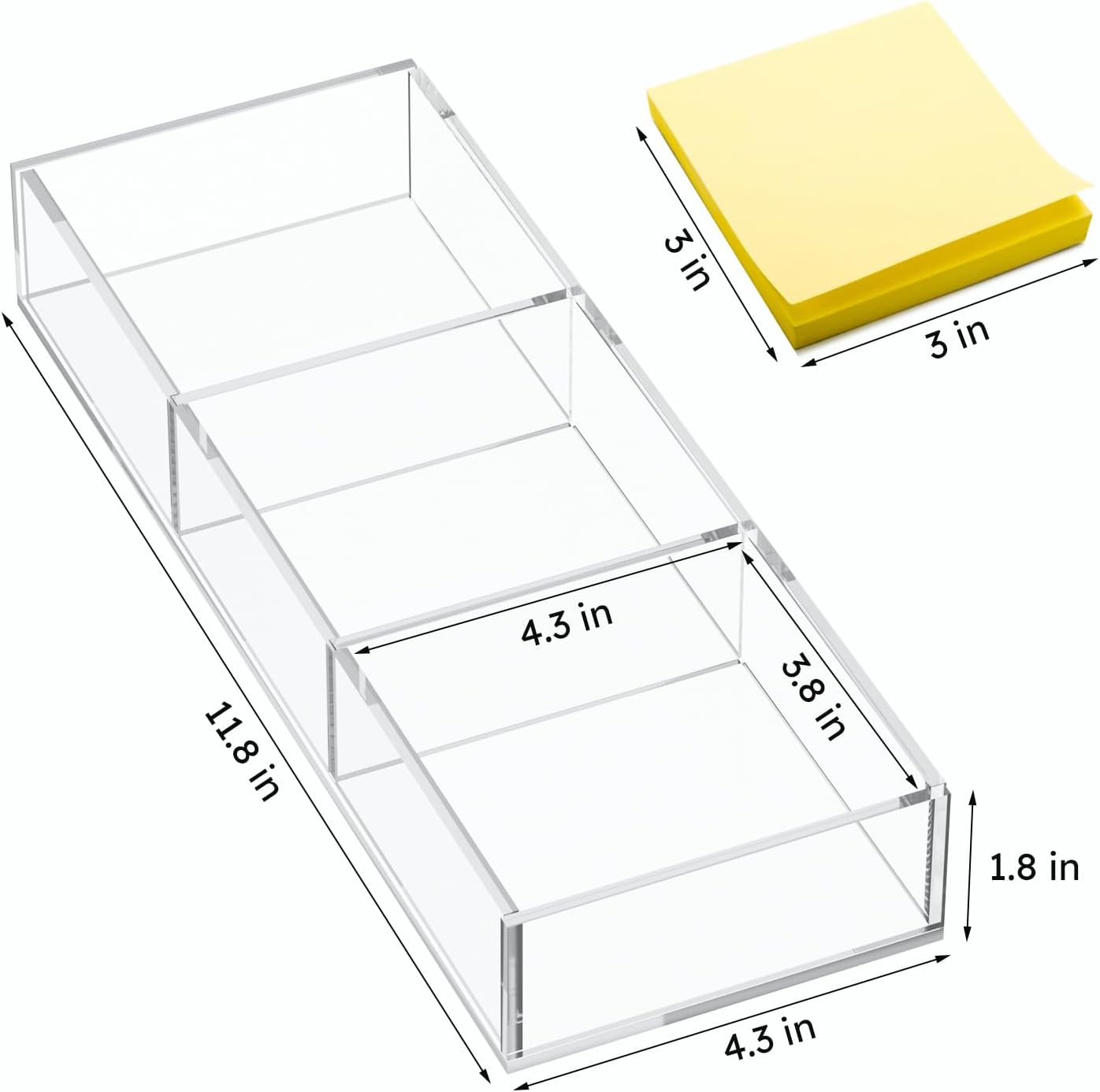 HIIMIEI Acrylic Drawer Organizer, 6 Section Clear Makeup Tray Organizer for Drawer Office Bedroom(11.8x11.8 inch)