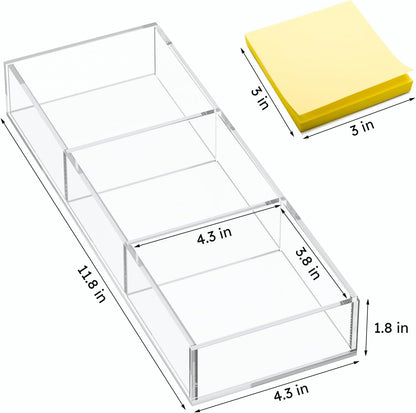 HIIMIEI Acrylic Drawer Organizer, 6 Section Clear Makeup Tray Organizer for Drawer Office Bedroom(11.8x11.8 inch)