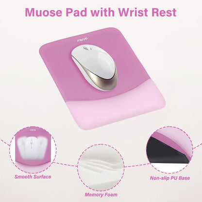 MOSISO Wrist Rest Support for Mouse Pad&Keyboard Set, Rectangular Ergonomic Mousepad Non-Slip Base Home/Office Pain Relief&Easy Typing Pad with Neoprene Cloth&Raised Silicone Lining, Green