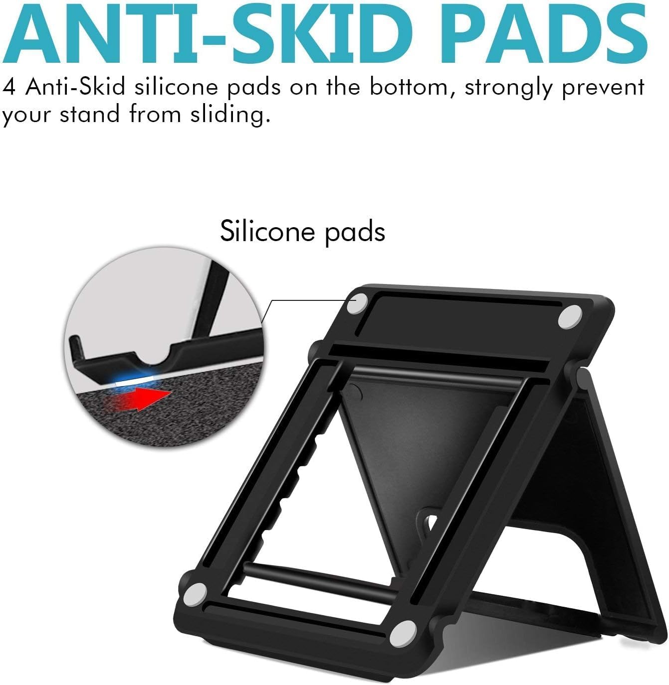 COOLOO Cell Phone Stand 4 Pack, Tablet Stand Multi-Angle, Universal Phone Stand for Desk,Compatible Phone 13 12 Pro Plus All Android Smartphones,(Black)