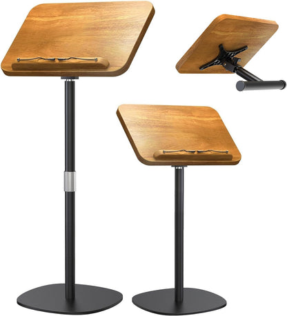 NAMON 2-in-1 Dual-use Floor & Desktop Book Stand, Sturdy Metal & Wood Build, Height Adjustable from 16.5" to 51", Floor Reading Stand for Sheet Music, Cookbooks, Projector (White, 11.8" x 16.5" Panel)