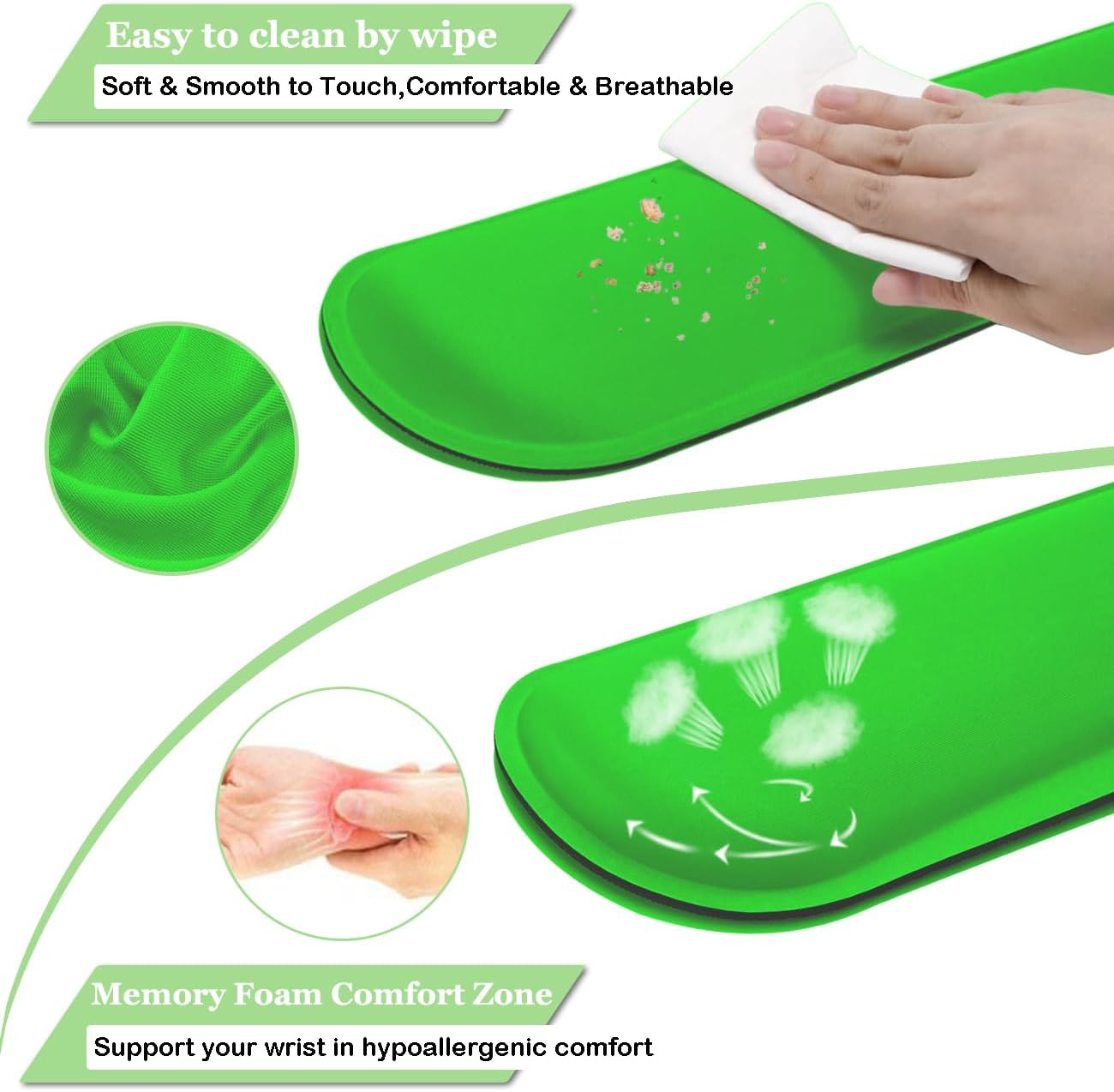 BamLue Upgrade Silky and Superfine Fabric Keyboard Wrist Rest, Gel Mouse Wrist Pillow Pad Set for Easy Typing & Pain Relief for Laptop, Office & Home, Ergonomic Sets for Keyboard-Pink