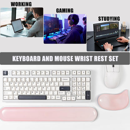Gel Keyboard and Mouse Wrist Rest Set –Blue Purple Clear Wrist Rest for Computer Keyboard 60%/68%/75%, Comfort & Support for Typing and Gaming