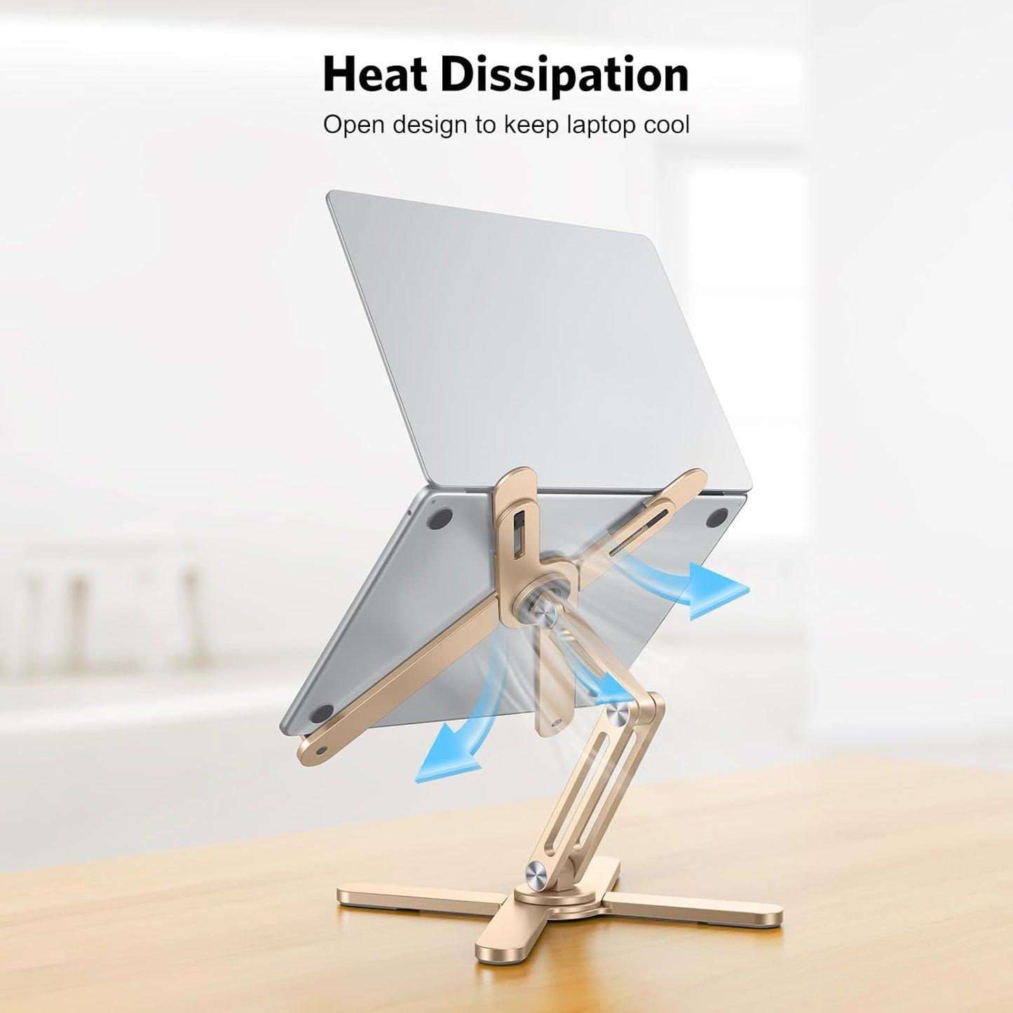 OMOTON LA10 360° Rotating Laptop Stand Riser for Desk, Ergonomic Foldable Computer Stand Adjustable Height Angles for Collaborative Work, Easy Storage Fit Macbooks,All Laptops up to 16 inches, Silver