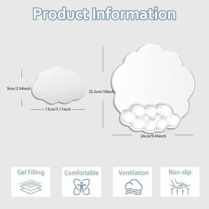 Gel Wrist Rest and Cloud Mouse Pad Support for Keyboard and Mouse - Ergonomic Pink Keyboard Wrist Pad Set for Typing Pain Relief/Computer/Laptop/Gaming/Home/Office (Cloud Shape, Gradient Blue Pink)