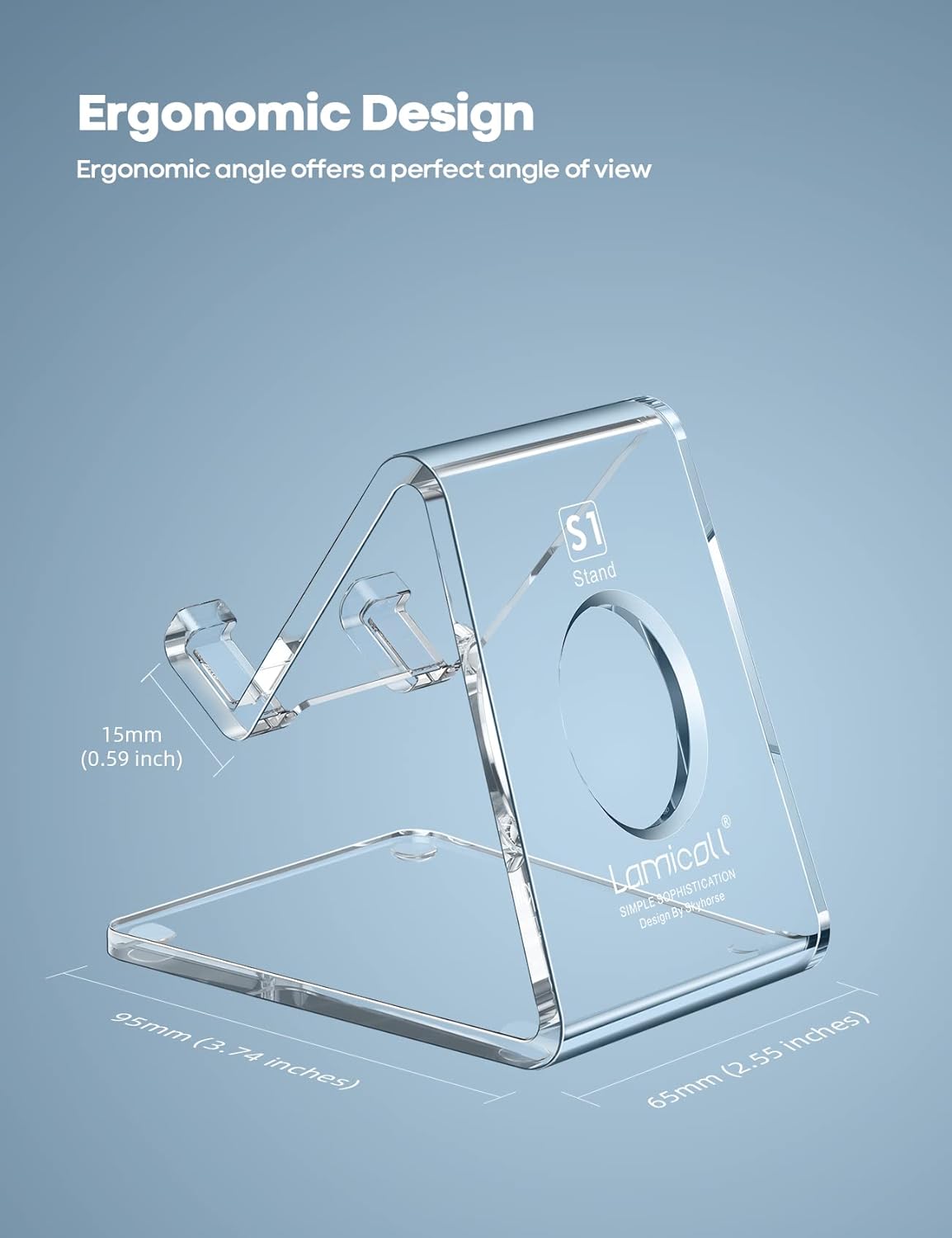 Lamicall Cell Phone Stand, Phone Dock: Cradle, Holder, Stand for Office Desk - Black