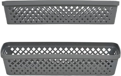 Glad Plastic Storage Basket Set - Multipurpose Drawer Trays, Kitchen Pantry Containers, and Bathroom Bins - 6 Pack Medium Organizers, Grey