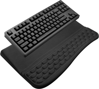 Computer Keyboard Stand Pad with Wrist Rest, Ergonomic Comfy Tilted Keyboard Stand Riser Holder Pad for Office Home (Black)