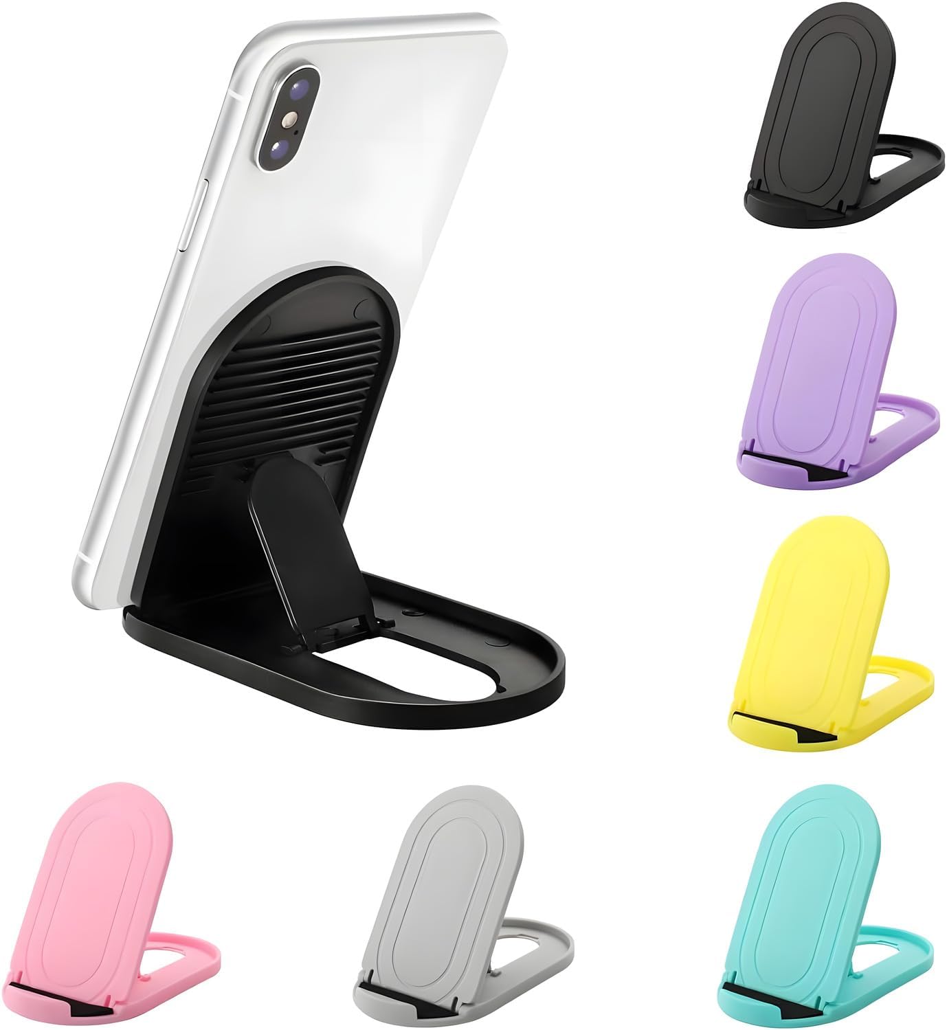[3-Pack] Cell Phone Stand for Desk, Portable Foldable iPhone Stand Holder Stand, Adjustable Multi-Angle Desktop Cradle for New iPhone 17 16 15 14 Pro Max, Tablet, Travel Airplane Essentials, FaceTime