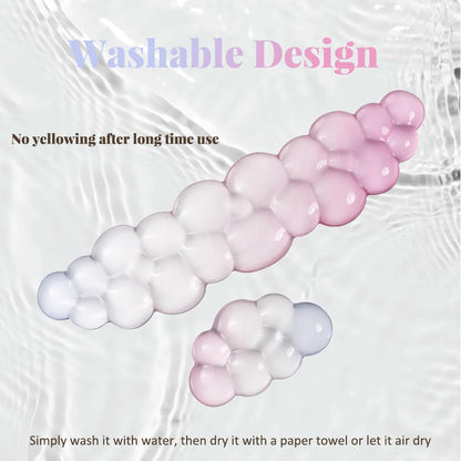 Gel Keyboard Wrist Rest Cloud Set, Clear Ergonomic Wrist Support and Arm Support Keyboard Rest for Typing Pain Relief, with Non-Slip Soft Washable Wrist Rest(Pink Blue)