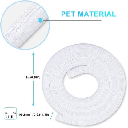 AGPTEK White Cable Sleeve, 2 Pack 5ft - 1.2 Inch Cable Management, Desk Cord Cover Organizer Wire Hider for Computer TV Wire Loom Tubing, Pet Proof Cord Protector from Cat Dog Chewing, White