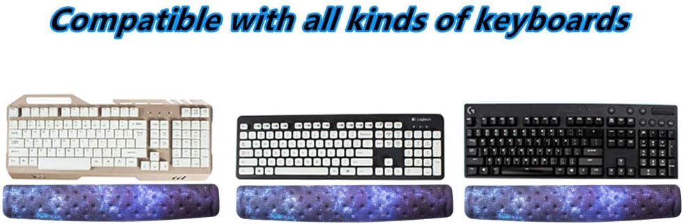 BRILA Keyboard Wrist Rest Support Cushion Pad for Computer, Laptop, Office Work, PC Gaming - Memory Foam Gel with Massage Holes Design - Non-Slip Easy Typing Wrist Pain Relief (Black Keyboard Pad)