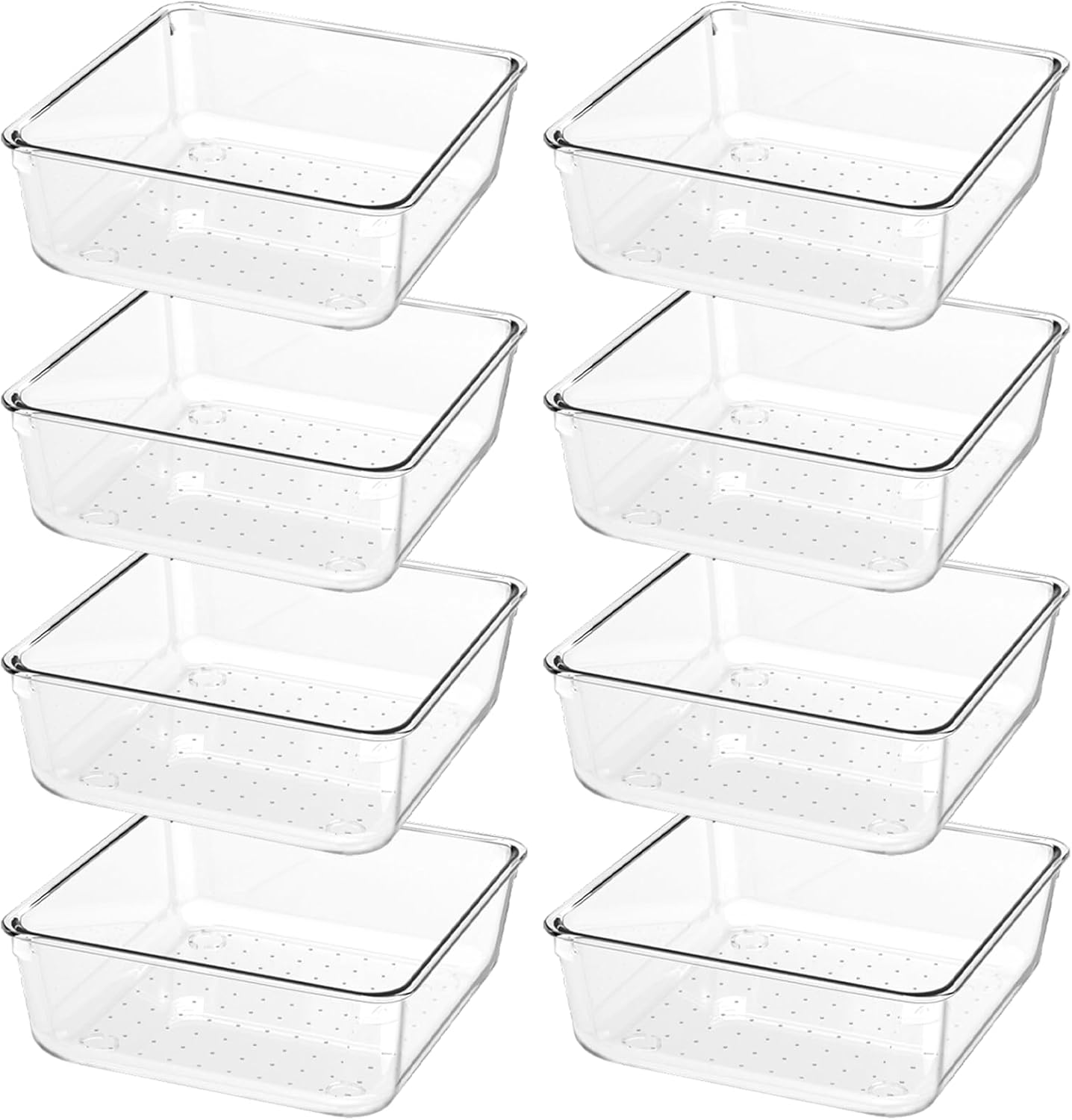 6 Pack Drawer Organizers, Plastic Clear Acrylic Non Slip Non Cracking kitchen drawer organizer Stackable Bathroom Drawer Organizer Trays, Storage Bins for Makeup, Bathroom, Kitchen Office