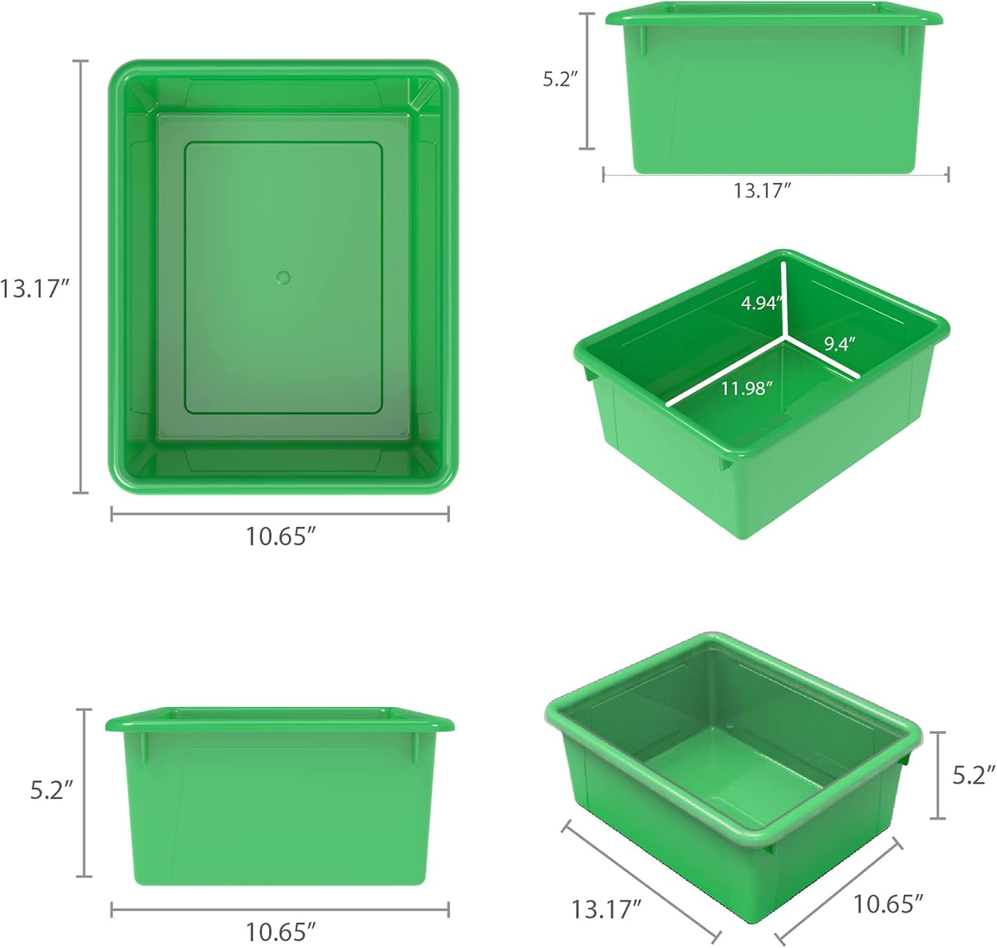 Storex Letter Size Flat Storage Tray – Organizer Bin for Classroom, Office and Home, Clear, 5-Pack (62531A05C), 10 x 13 x 3 Inches