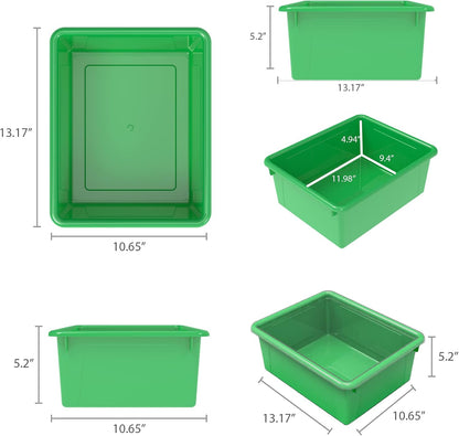 Storex Letter Size Flat Storage Tray – Organizer Bin for Classroom, Office and Home, Clear, 5-Pack (62531A05C), 10 x 13 x 3 Inches