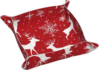 Tray Leather Valet Tray Forest Tree Reindeer Catchall Trays Key Organizer Night Stand Organizer Bedside Vanity Trays Decor for Entryway Table