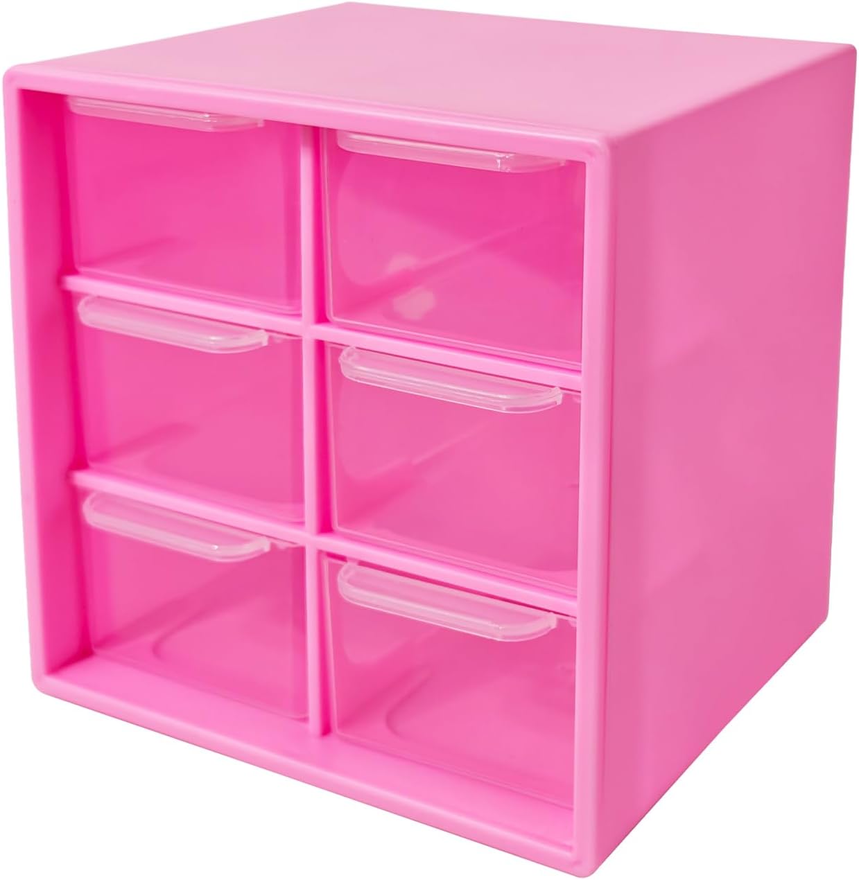 Small Drawer Organizer for Desk, 4.7" x 4.7" x 3.8" Small Desktop Organizer with 6 Drawers, Plastic Storage Box for Office, Classroom, Craft and Home Organization