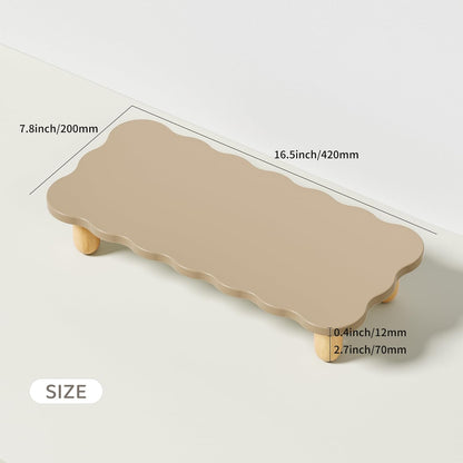 AFOOYO Monitor Stand Riser, Cookie-Shaped Sturdy Wood Computer Monitor Stand for Desk, Ergonomic Desk Stand, Multi-Purpose Desktop Organizer Riser for Computer, Laptop, Printer, TV,White