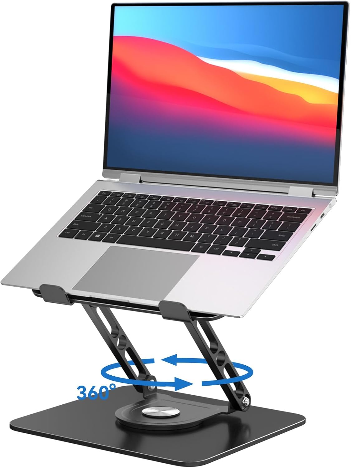 Laptop Stand for Desk Adjustable Computer Stand with 360 Rotating Base Ergonomic Laptop Riser Mount for Desk Foldable Protable Computer Desk Fits with MacBook Pro Air, Round Black