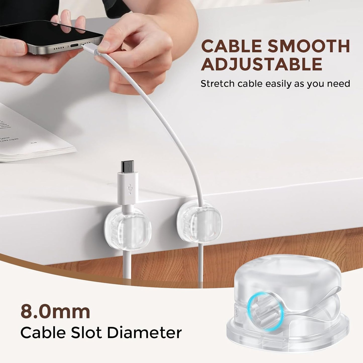 AhaStyle 6 Pack Magnetic Cable Organizer [1s Lock] Cord Holders Clips Strong Adhesive Cord Keeper [Smooth Adjustable] Hide Wire Cord Organizer for Nightstand Kitchen Car Office (Lavender)