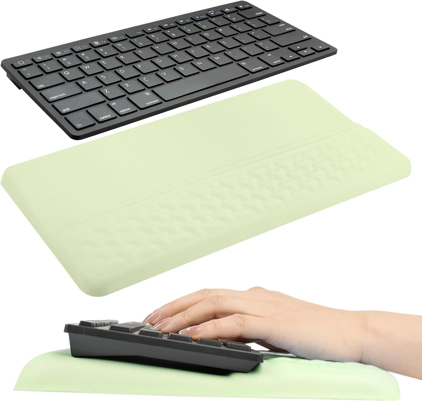 Keyboard Wrist Rest with Ergonomic Height - Computer Keyboard Stand & Soft Cushioned Pad for Wrist Pain Relief - Non-Slip Typing Support for Office, Gaming & Home (Black)