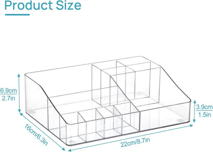 Vtopmart 3 Tier Clear Makeup Organizer with Drawer, Cosmetic Storage for Dresser Countertop and Bathroom Vanity, Beauty Holder for Lipstick Brush Skincare