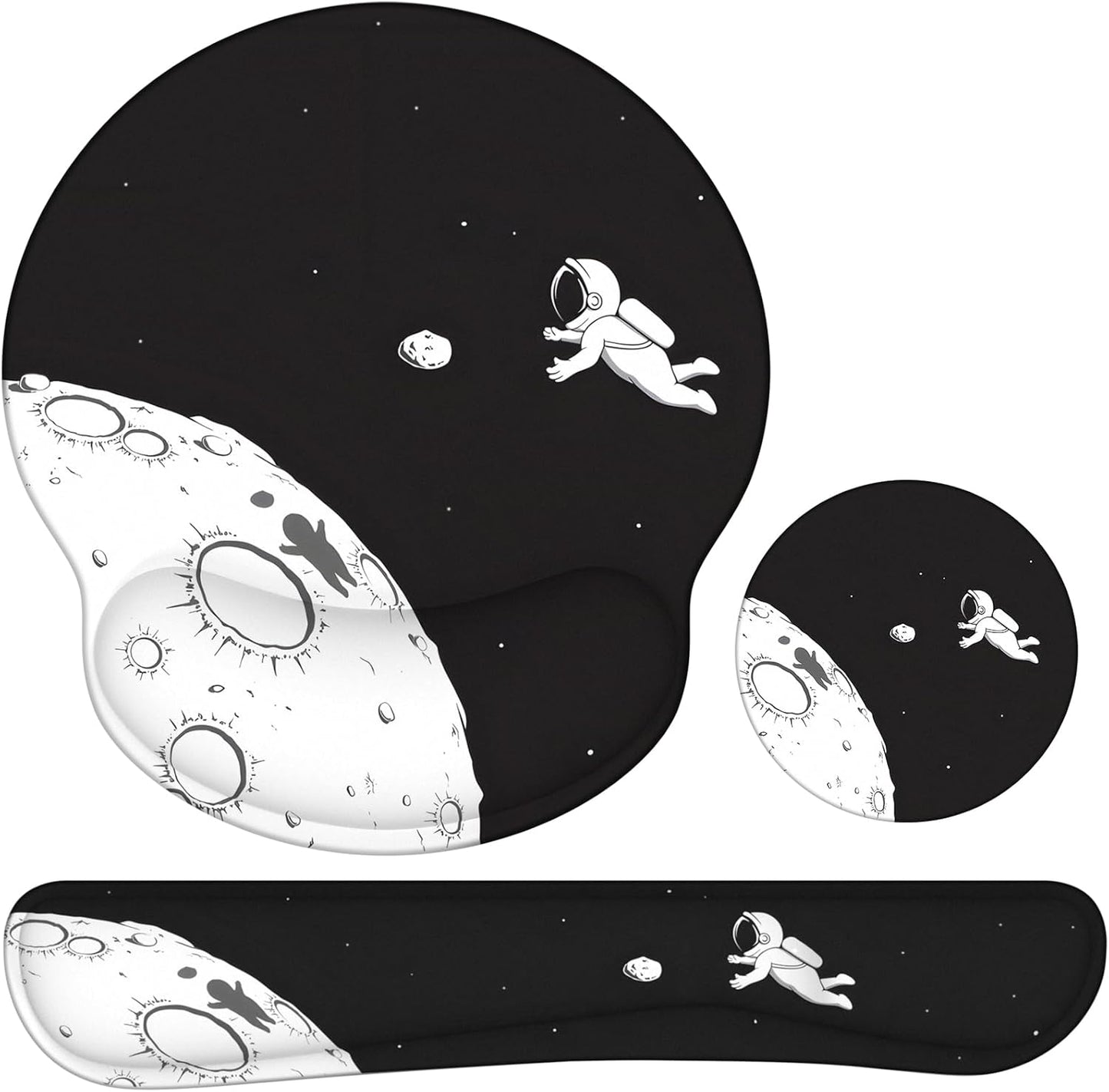 Ergonomic Mouse Pad with Wrist Rest and Keyboard Wrist Rest, Memory Foam Wrist Rest for Computer Keyboard, Easy Typing, Pain Relief, Mouse Pad Wrist Support for Gaming,Office, Laptop, Black Flower