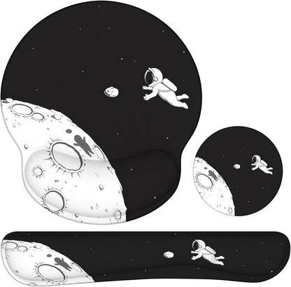 Ergonomic Mouse Pad with Wrist Rest and Keyboard Wrist Rest, Memory Foam Wrist Rest for Computer Keyboard, Easy Typing, Pain Relief, Mouse Pad Wrist Support for Gaming,Office, Laptop, Black Flower