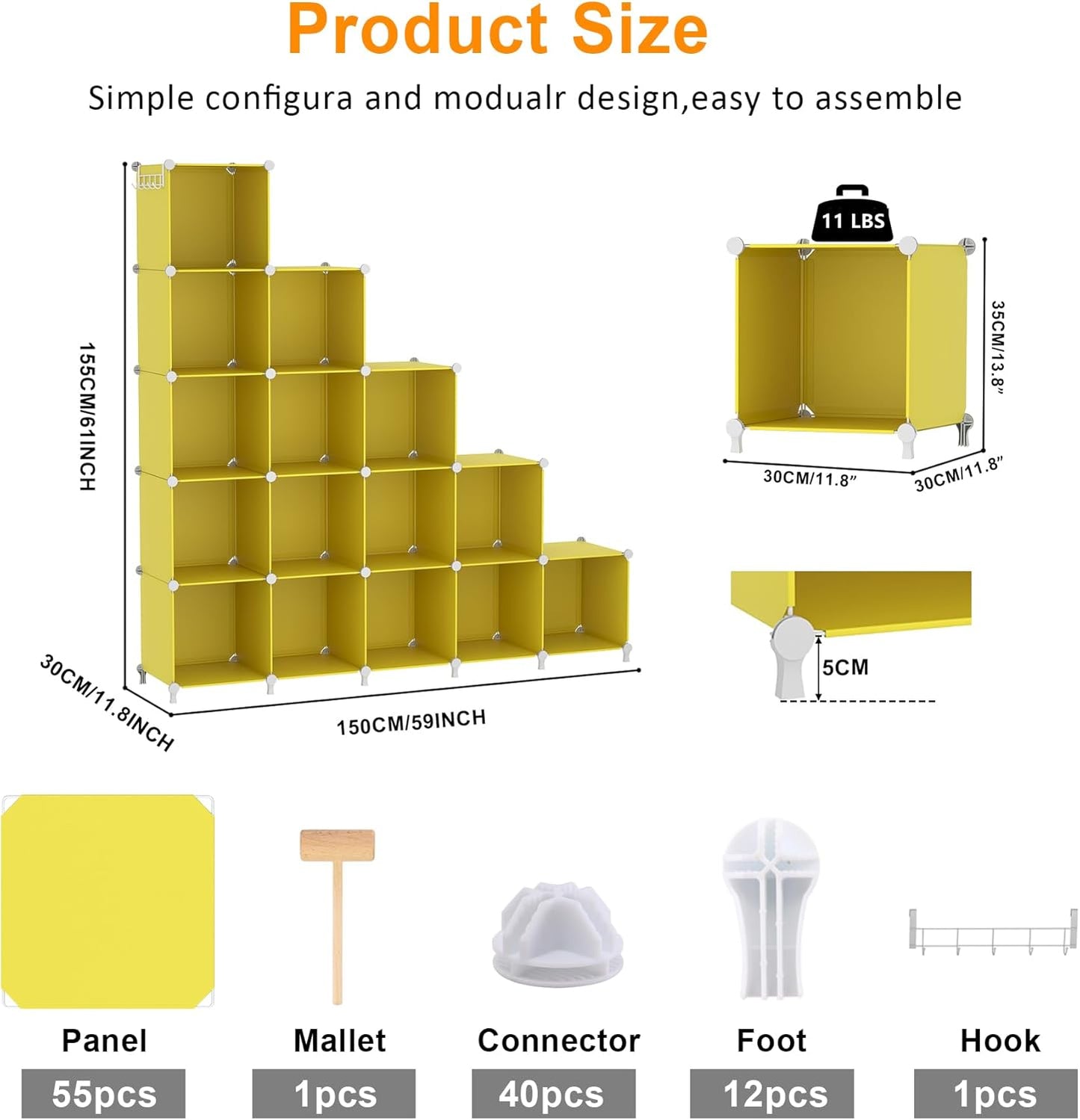 AWTATOS Cube Storage Organizer, 16 Cube Closet Organizer, Stackable Storage Cube Shelves, DIY Portable Closet Clothes Organizer Shelving for Bedroom, Closet, Wardrobe, Bathroom, White