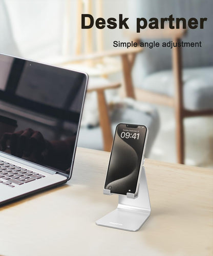 Cell Phone Stand for Desk- Adjustable Phone Stand Holder, Cradle, Dock, Desktop Stand for iPhone 17 16, 15, 14, Plus, Pro, Pro Max, 13 12 X XS,4-8" Phones, Office Accessories (Rose Gold)