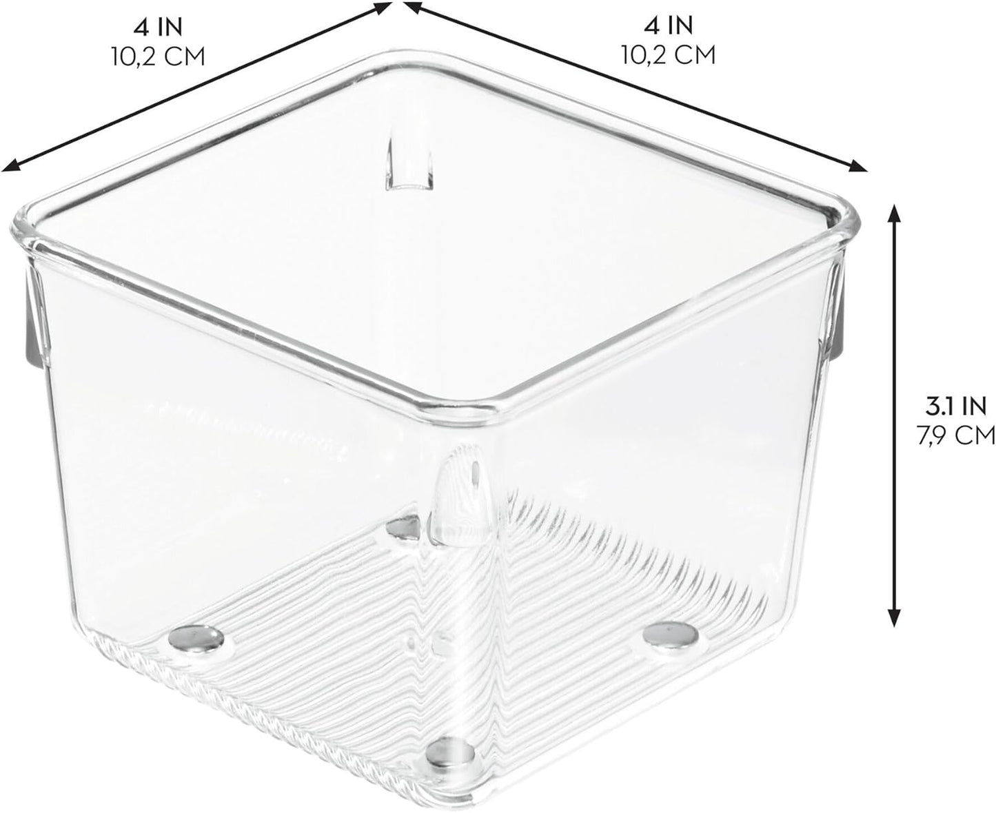 iDesign Plastic Drawer Organizer Bins - Storage for Kitchen, Bathroom, and Desk Drawers - Set of 6 - Clear