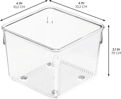 iDesign Plastic Drawer Organizer Bins - Storage for Kitchen, Bathroom, and Desk Drawers - Set of 6 - Clear
