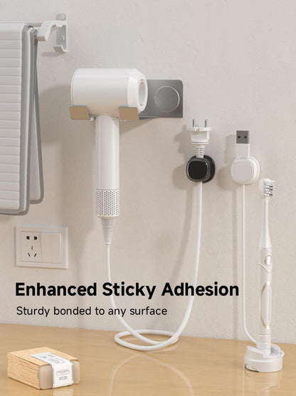 9 Pack Cord Organizer, Spring Cable Management, Adhesive Cute Cable Holder Clips, Phone Charger Wire Keeper for Desk Nightstand Car Office (9-Pack White_Orange_Blue)