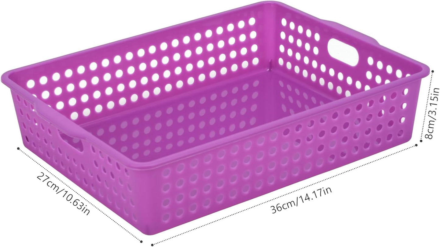 6-Pack Stackable Paper Trays with Handles, Modern Desktop Organizer for A4 Documents, Homework Turn-In Bins for Classroom & Office Use