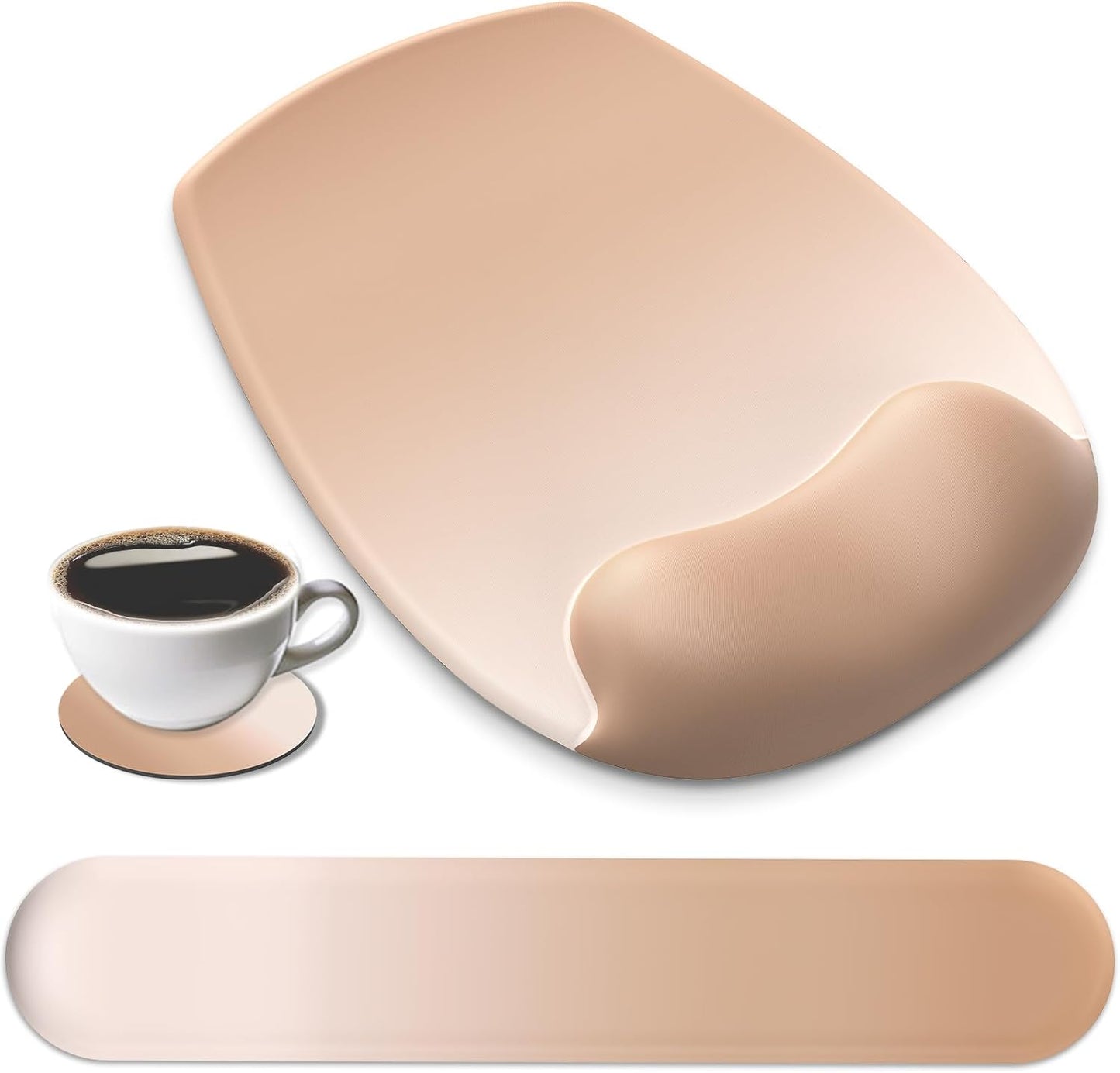 AKIT Ergonomic Mouse Pad with Wrist Rest& Keyboard Wrist Rest, Wrist Rest for Computer Keyboard, Pain Relief, Non-Slip Gel Base, Mousepad Wrist Support for Gaming, Office, Waterdrop Shaped Pink