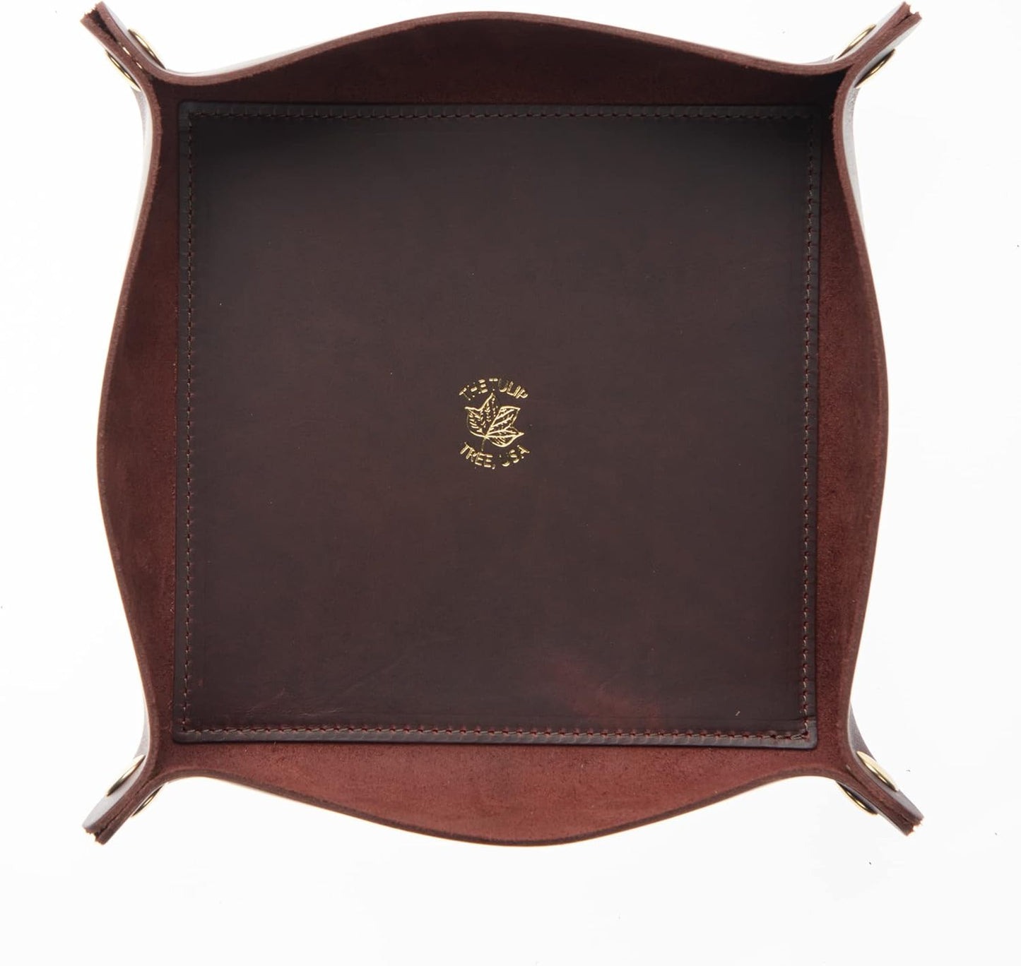 USA Handmade Premium Leather Valet Tray, Folds Flat! Dice Rolling Basket and Organizer with Brass Snaps - Reinforced Base - for Keys, Jewelry, Coin, EDC, Watch Storage Caddy - Black XLarge