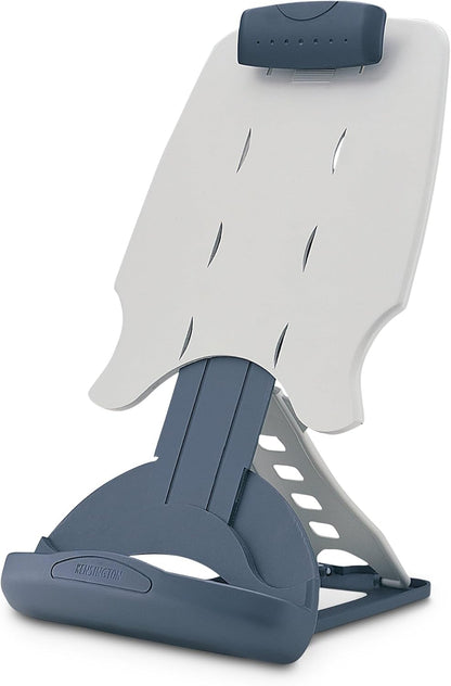 Kensington Insight Adjustable Book Copyholder, 50 Sheet Capacity, Metal, Midnight Blue/gray