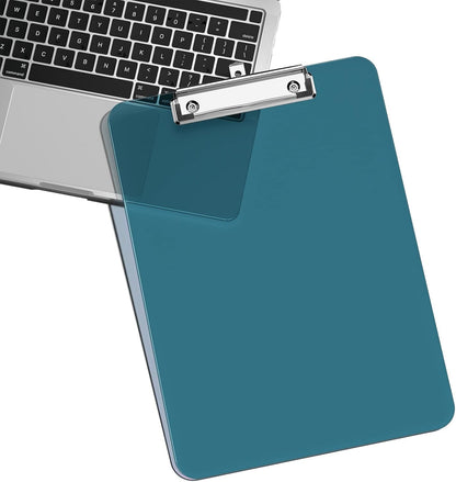 Rimilak 8.5 x 11 Plastic Clipboards Set of 2, Low Profile Metal Clip, Translucent Board, 12.5 x 9 in Letter Size, Office Supply, Back to School, Purple