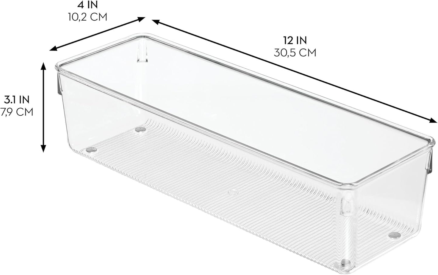 iDesign Plastic Drawer Organizer Bins - Storage for Kitchen, Bathroom, and Desk Drawers - Set of 6 - Clear