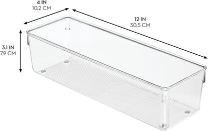 iDesign Plastic Drawer Organizer Bins - Storage for Kitchen, Bathroom, and Desk Drawers - Set of 6 - Clear