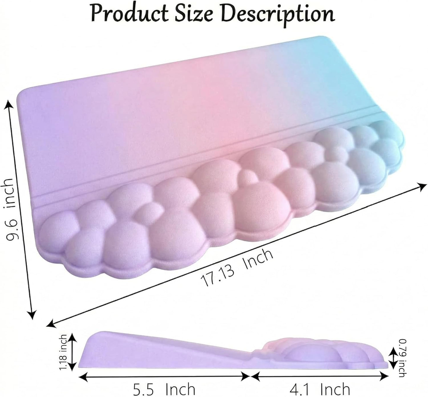 Computer Keyboard Stand Pad with Wrist Rest Purple Blue Cloud Keyboard Pad Support with Comfortable Galaxy Stars Wrist Pad Cute Girl Ergonomic Tilted Keyboard Riser Holder for Desktop Office Home