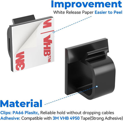 Cable Clips 50pcs with Strong Adhesive Tapes,Wire Holder Organizer Cord Management for Car, Office and Home (White- CC04(50PCS))