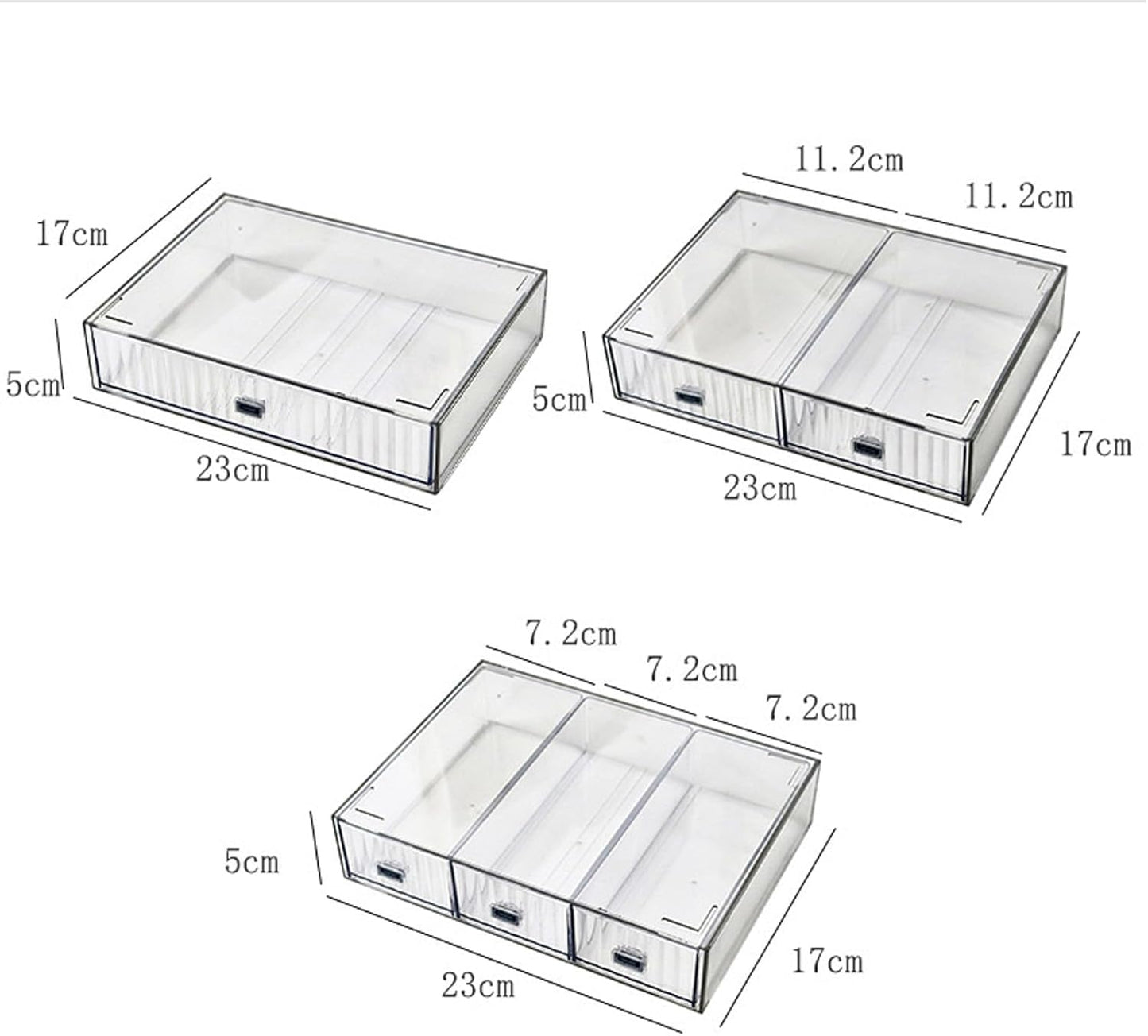 Desk Drawer Organizer, Stackable Plastic Storage Drawer, Grocery Organizer For Stationery/Office Supplies (Blue, 3 Compartment)