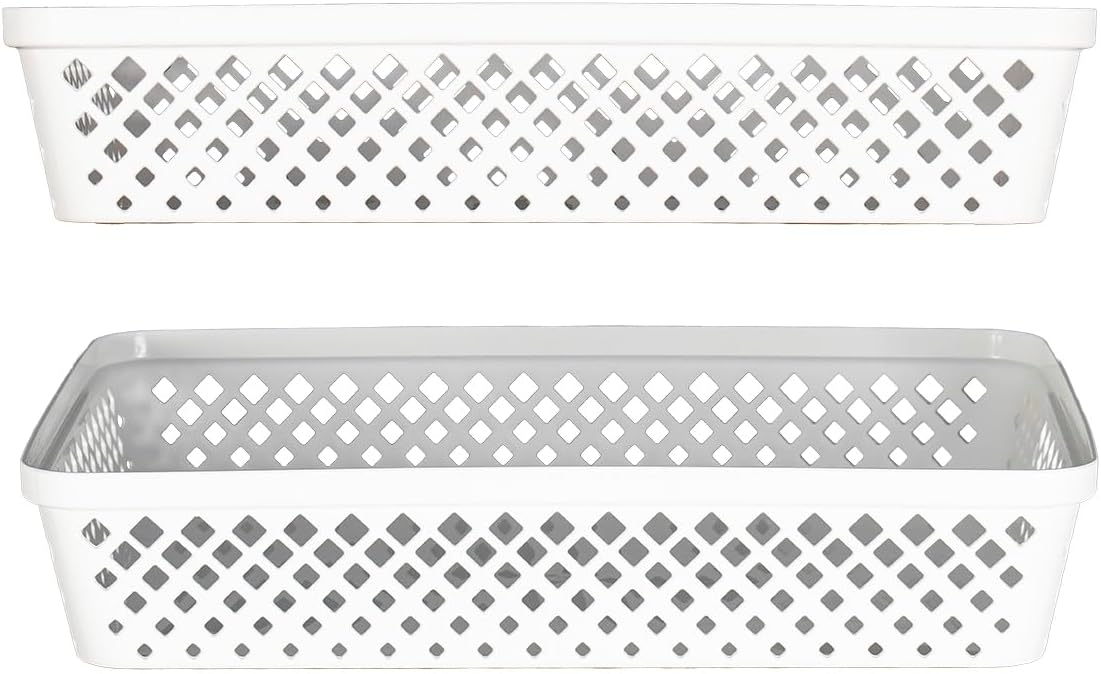 Glad Plastic Storage Basket Set - Multipurpose Drawer Trays, Kitchen Pantry Containers, and Bathroom Bins - 6 Pack Medium Organizers, Grey