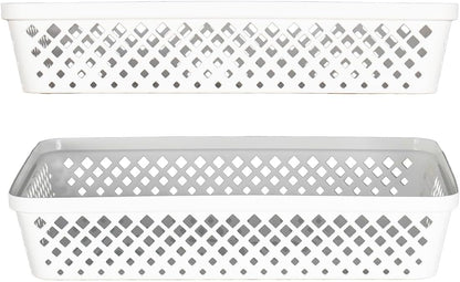 Glad Plastic Storage Basket Set - Multipurpose Drawer Trays, Kitchen Pantry Containers, and Bathroom Bins - 6 Pack Medium Organizers, Grey